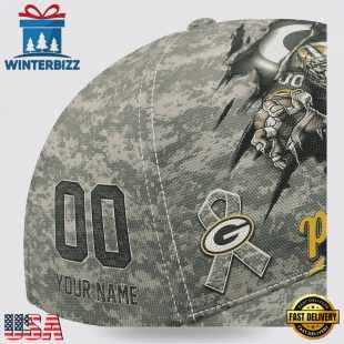 Custom Name And Number NFL Packers Camo Mascot Classic Baseball Cap