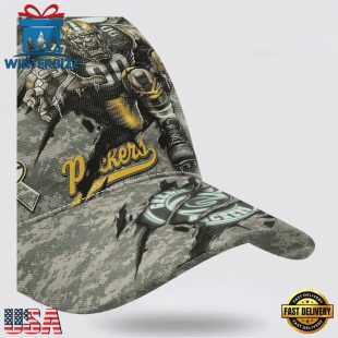 Custom Name And Number NFL Packers Camo Mascot Classic Baseball Cap