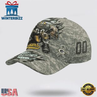 Custom Name And Number NFL Packers Camo Mascot Classic Baseball Cap
