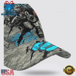 Custom Name And Number NFL Panthers Camo Mascot Classic Baseball Cap
