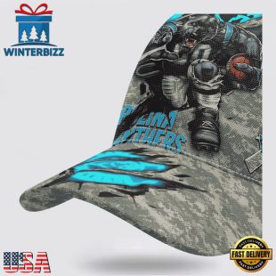 Custom Name And Number NFL Panthers Camo Mascot Classic Baseball Cap