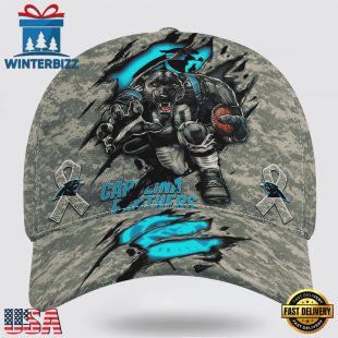 Custom Name And Number NFL Panthers Camo Mascot Classic Baseball Cap