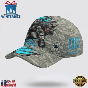 Custom Name And Number NFL Panthers Camo Mascot Classic Baseball Cap