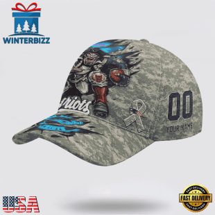Custom Name And Number NFL Patriots Camo Mascot Classic Baseball Cap