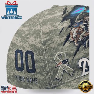 Custom Name And Number NFL Patriots Camo Mascot Classic Baseball Cap