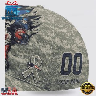 Custom Name And Number NFL Patriots Camo Mascot Classic Baseball Cap