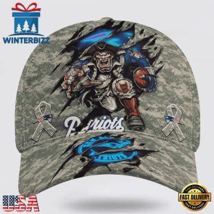 Custom Name And Number NFL Patriots Camo Mascot Classic Baseball Cap