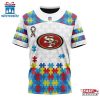 Custom Name And Number NFL San Francisco 49ers Team Autism Awareness 3D T-Shirt