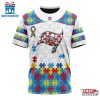 Custom Name And Number NFL Tampa Bay Buccaneers Team Autism Awareness 3D T-Shirt