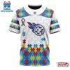 Custom Name And Number NFL Tennessee Titans Team Autism Awareness 3D T-Shirt