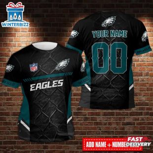 Custom Name And Number Philadelphia Eagles NFL All Over Print T-Shirt