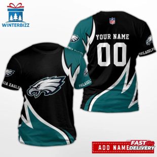 Custom Name And Number Philadelphia Eagles Sport NFL All Over Print T-Shirt