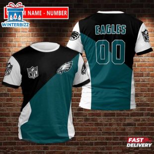 Custom Name And Number Philadelphia Eagles Sport Team NFL All Over Print T-Shirt