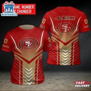Custom Name And Number San Francisco 49ers Team NFL All Over Print T-Shirt