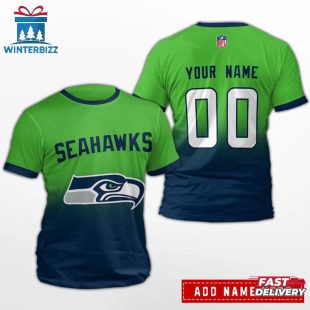 Custom Name And Number Seattle Seahawks NFL All Over Print T-Shirt