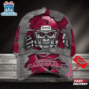 Custom Name Arizona Cardinals NFL Football Team Skull Baseball Cap