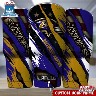 Custom Name Baltimore Ravens NFL Logo Team Tumbler Gift For Fans