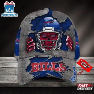 Custom Name Buffalo Bills NFL Football Team Skull Baseball Cap