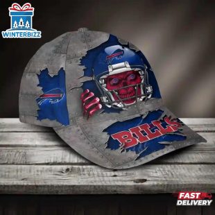 Custom Name Buffalo Bills NFL Football Team Skull Baseball Cap