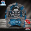 Custom Name Carolina Panthers NFL Football Team Skull Baseball Cap