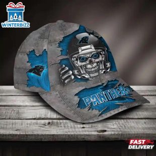 Custom Name Carolina Panthers NFL Football Team Skull Baseball Cap