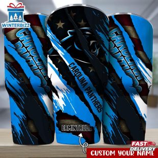 Custom Name Carolina Panthers NFL Logo Team Tumbler Gift For Fans