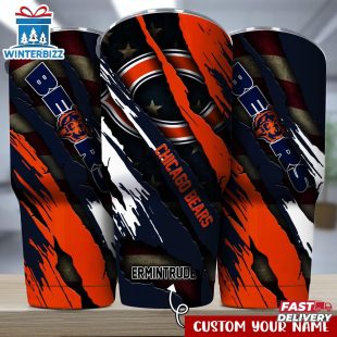 Custom Name Chicago Bears NFL Logo Team Tumbler Gift For Fans