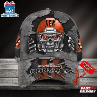 Custom Name Cincinnati Bengals NFL Football Team Skull Baseball Cap