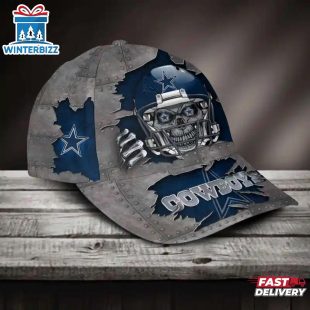 Custom Name Dallas Cowboys NFL Football Team Skull Baseball Cap