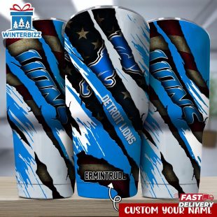 Custom Name Detroit Lions NFL Logo Team Tumbler Gift For Fans
