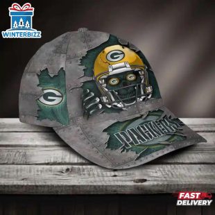 Custom Name Green Bay Packers NFL Football Team Skull Baseball Cap
