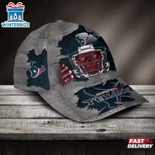 Custom Name Houston Texans NFL Football Team Skull Baseball Cap