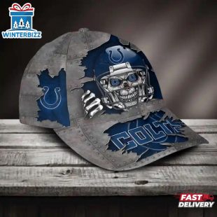 Custom Name Indianapolis Colts NFL Football Team Skull Baseball Cap