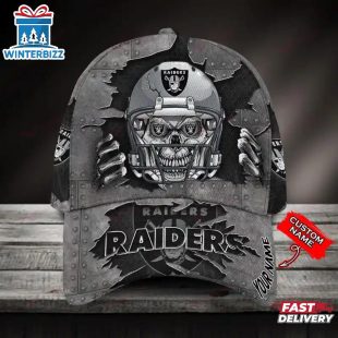 Custom Name Las Vegas Raiders NFL Football Team Skull Baseball Cap