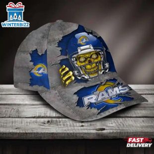 Custom Name Los Angeles Rams NFL Football Team Skull Baseball Cap