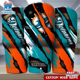 Custom Name Miami Dolphins NFL Logo Team Tumbler Gift For Fans