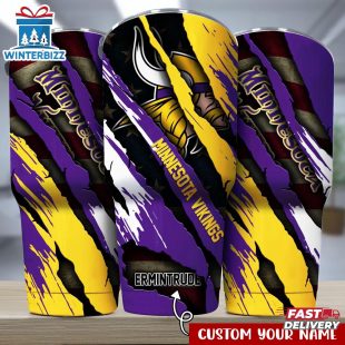 Custom Name Minnesota Vikings NFL Logo Team Tumbler Gift For Fans