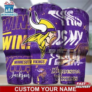 Custom Name Minnesota Vikings NFL Sport Football Tumbler For Fans