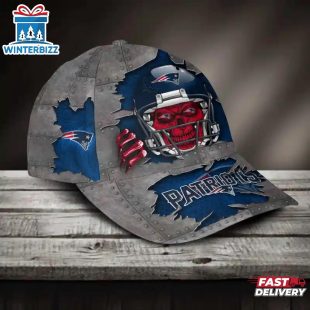 Custom Name New England Patriots NFL Football Team Skull Baseball Cap