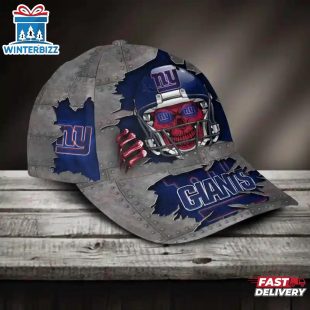 Custom Name New York Giants NFL Football Team Skull Baseball Cap