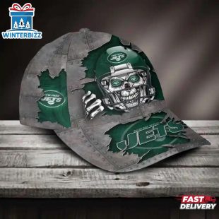 Custom Name New York Jets NFL Football Team Skull Baseball Cap