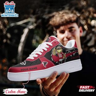 Custom Name NFL Atlanta Falcons Mascot Pattern Air Force 1 Shoes