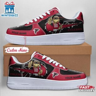Custom Name NFL Atlanta Falcons Mascot Pattern Air Force 1 Shoes