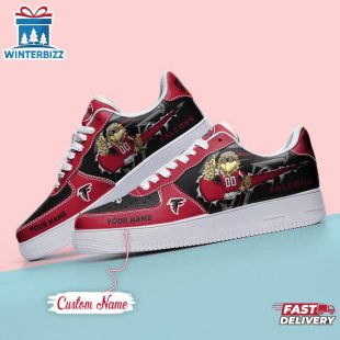 Custom Name NFL Atlanta Falcons Mascot Pattern Air Force 1 Shoes