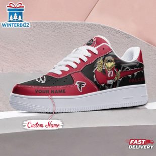Custom Name NFL Atlanta Falcons Mascot Pattern Air Force 1 Shoes