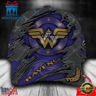Custom Name NFL Baltimore Ravens Wonder Woman All Over Print 3D Classic Cap