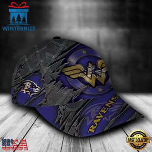 Custom Name NFL Baltimore Ravens Wonder Woman All Over Print 3D Classic Cap