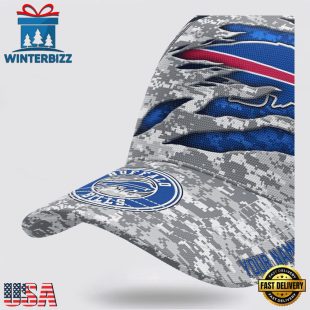 Custom Name NFL Bills Camo US Classic Baseball Cap