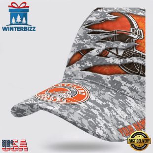 Custom Name NFL Browns Camo US Classic Baseball Cap