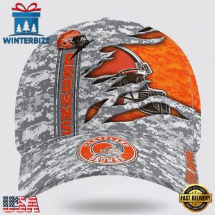 Custom Name NFL Browns Camo US Classic Baseball Cap